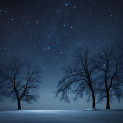 Magical Starry Night Over a Frosty Winter Landscape &ndash; AI-Generated Dreamlike Scenery