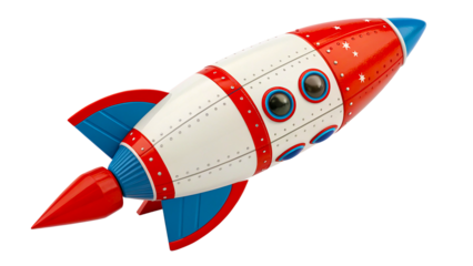 3d toy rocket isolated on transparent background