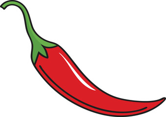 Chili pepper in flat style icon. Vector illustration