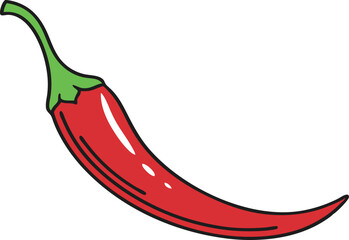 Chili pepper in flat style icon. Vector illustration