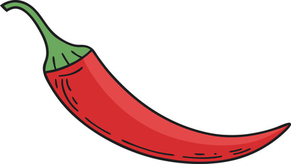 Chili pepper in flat style icon. Vector illustration