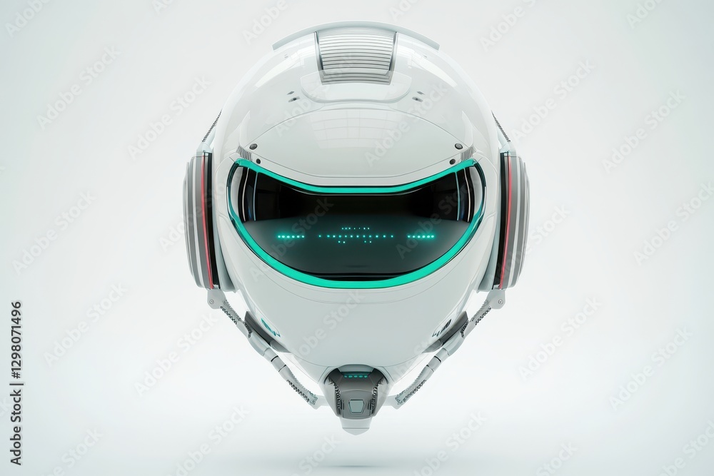 Aufkleber futuristic space helmet design showcasing advanced technology and sleek aesthetics in a minimalist s