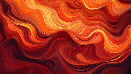 Wavy abstract pattern: molten lava flow in orange & red shades. Fiery & dynamic texture. Ideal for heat themes & bold, abstract backgrounds.

