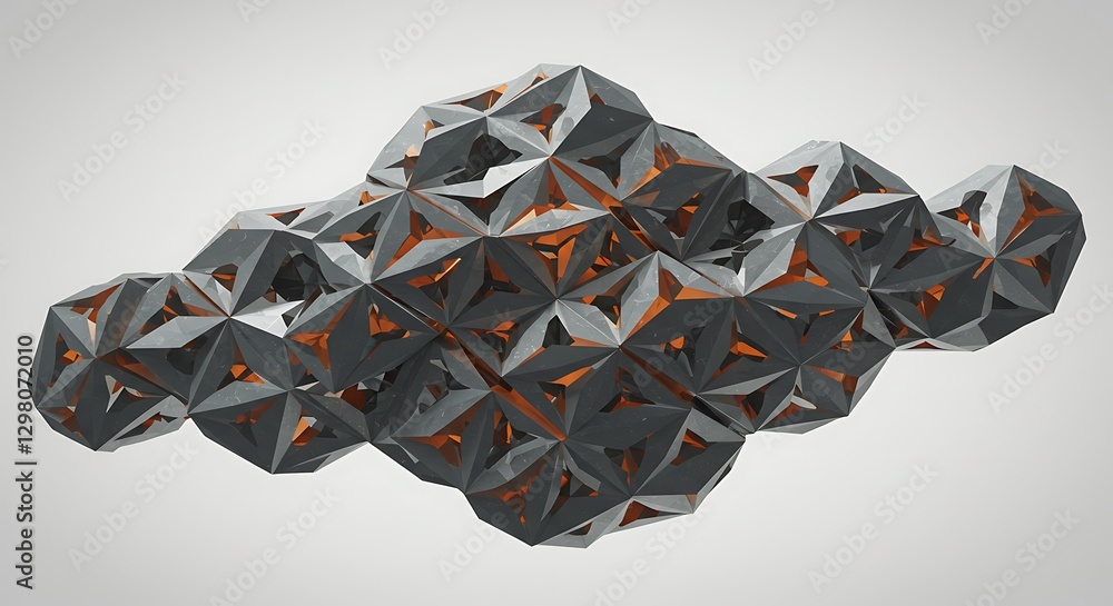 Poster abstract polygonal shape with warm inner glow on a neutral background