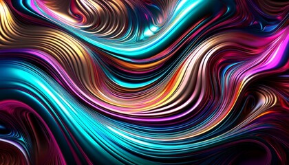 Wavy distorted neon pattern: abstract liquid metal effect.  Dynamic & futuristic design. Ideal for modern backgrounds & edgy, abstract visuals.

