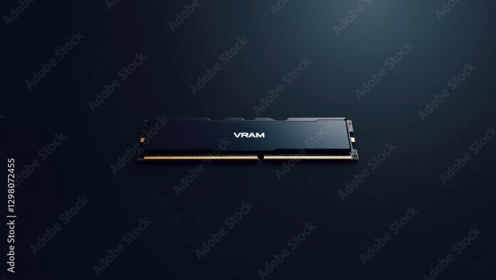Aufkleber vram. ram module is on dark surface with light shining