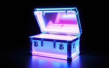 Glowing Pixelated Chest with Pink and Purple Lights