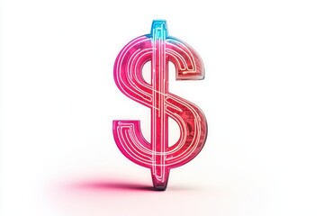Bright neon dollar sign symbolizing wealth and finance in modern design for creative artwork and marketing purposes