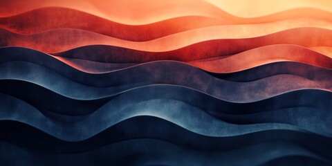 Abstract image showing layered waves of blue and orange hues