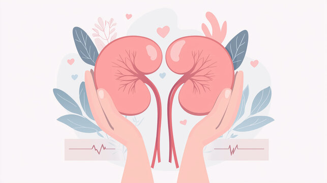 pink kidneys held hands, medical care concept clip art preview