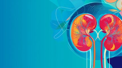 Human kidney illustration world kidney day concept. Health problems worldwide.
