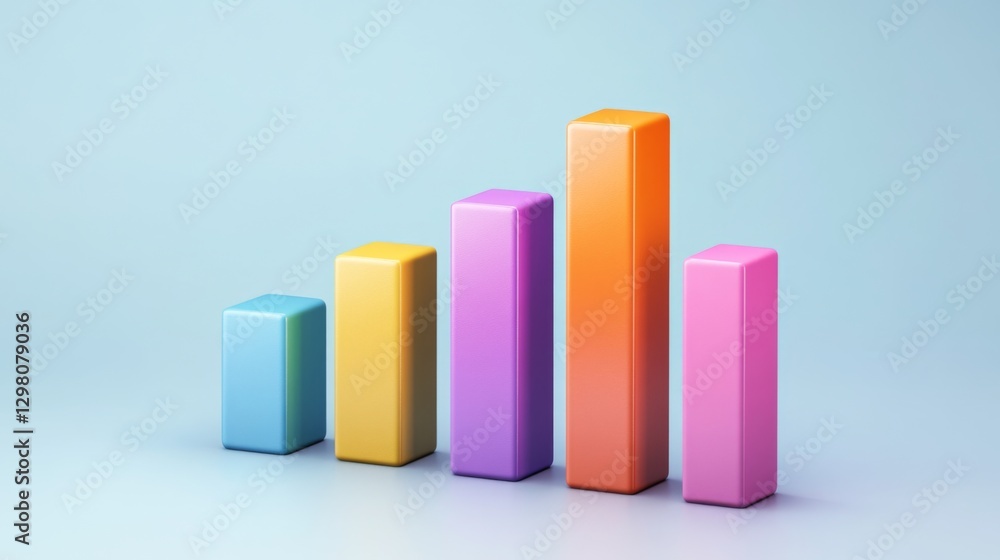 Aufkleber a d business bar graph with colorful bars and shadow effects, representing key performance indicator
