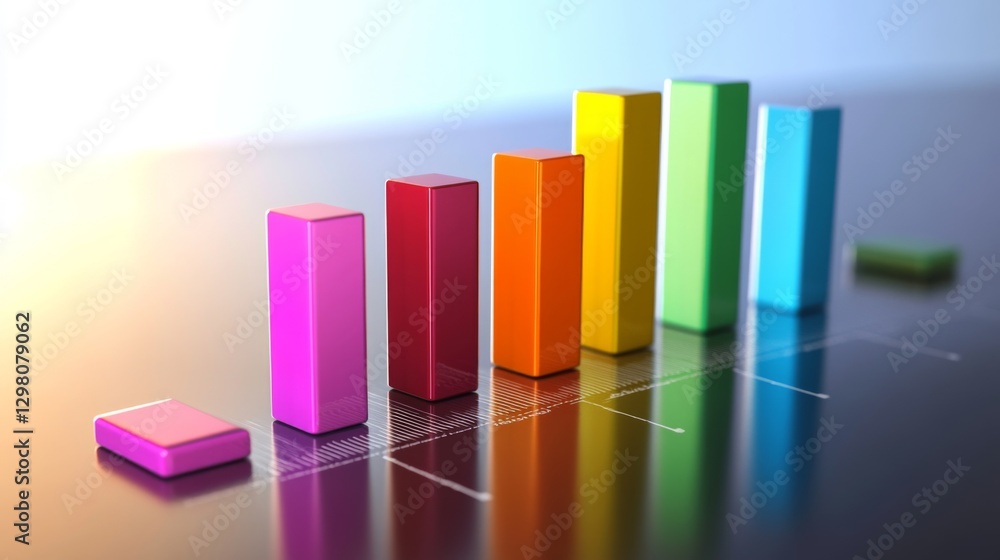 Aufkleber a d business bar graph with colorful bars and shadow effects, representing key performance indicator