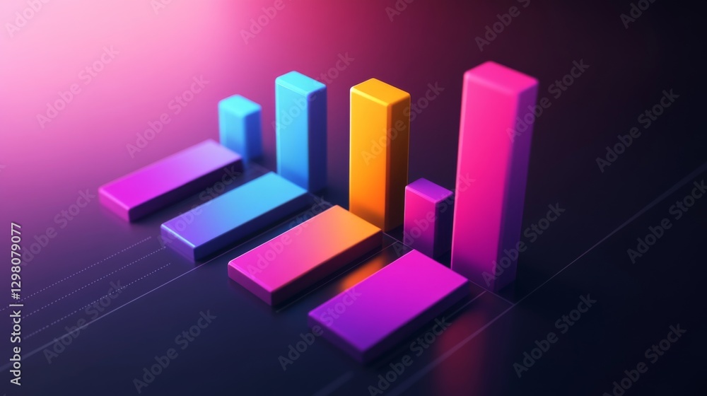 Aufkleber a d business bar graph with colorful bars and shadow effects, representing key performance indicator