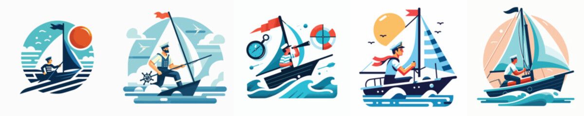 Vector of a person sailing.