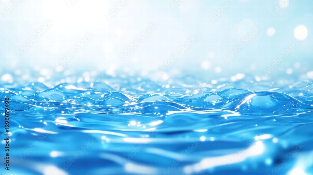 Poster waves ripple gently on a sunny day with reflections creating a serene atmosphere in clear blue water