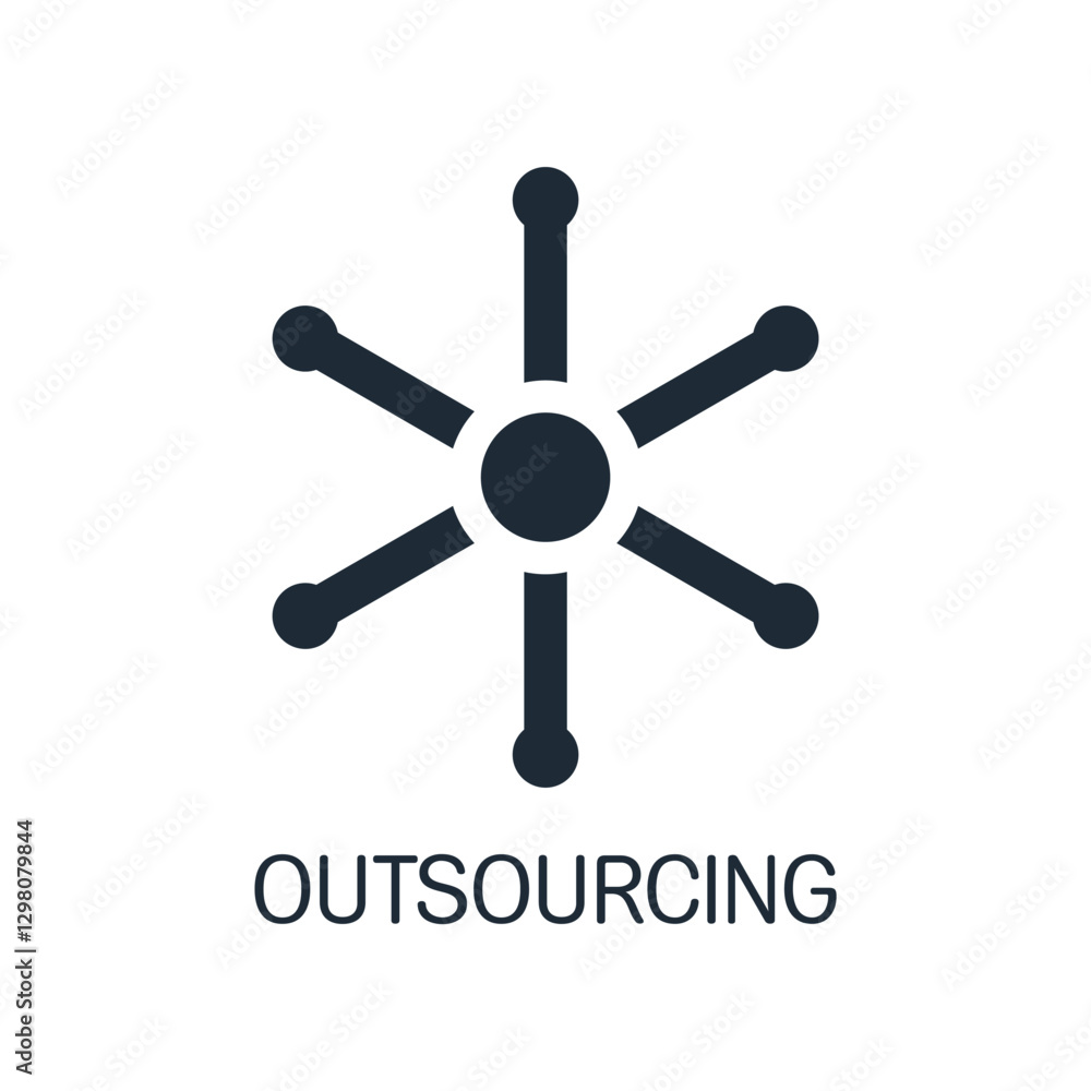 Poster outsourcing. performing constantly emerging tasks. vector linear icon isolated on white background.