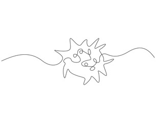 Continuous line drawing of virus. Single line illustration of corona virus. Corona virus, bacteria concept. Editable outline