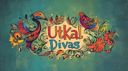 Utkal Divas celebration featuring vibrant artwork and traditional motifs in a colorful design. Odisha Day