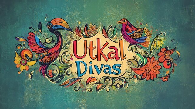Utkal Divas celebration featuring vibrant artwork and traditional motifs in a colorful design. Odisha Day