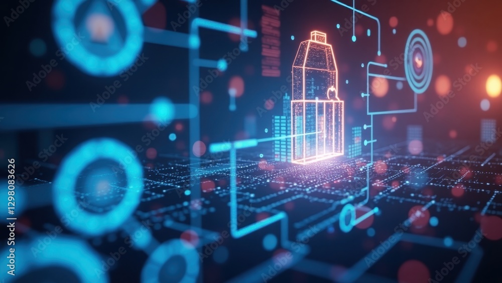 Poster document automation. image shows futuristic city with futuristic building in middle