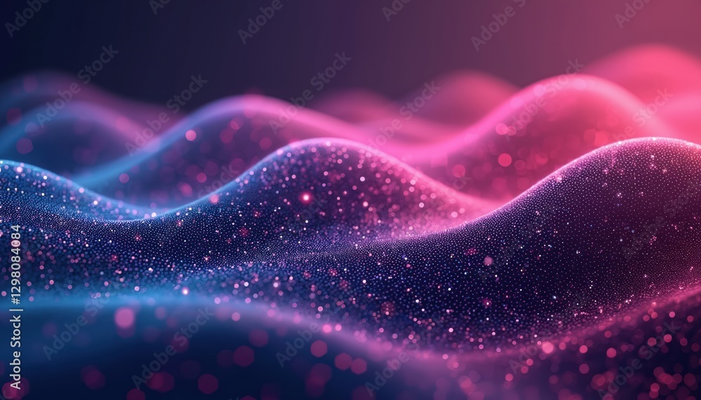 Poster aero color wallpaper of halftone dots, curved lines. dynamic smooth flow of particles, modern tech s