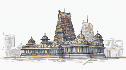Meenakshi Temple Line Art