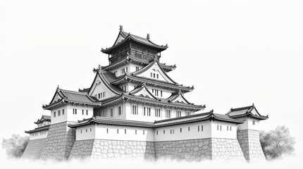 Ink Drawing of Himeji Castle