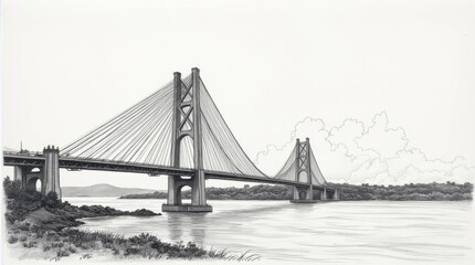 Obraz premium Intricate Etching of the Øresund Bridge