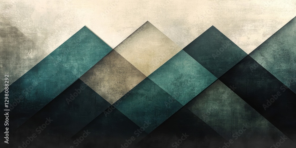 Poster abstract geometric mountains created with textured overlapping squares