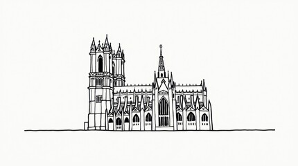 Minimalist Ink Sketch of Westminster Abbey