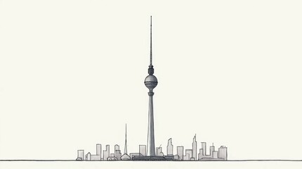 Obraz premium Minimalist Sketch of the Berlin TV Tower