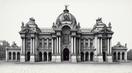 Obraz premium Monochrome Etching of the Palais Garnier Facade