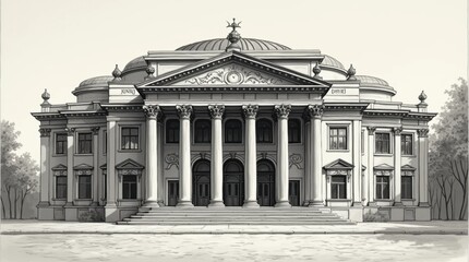 Obraz premium Vintage Monochrome Drawing of the Bolshoi Theatre