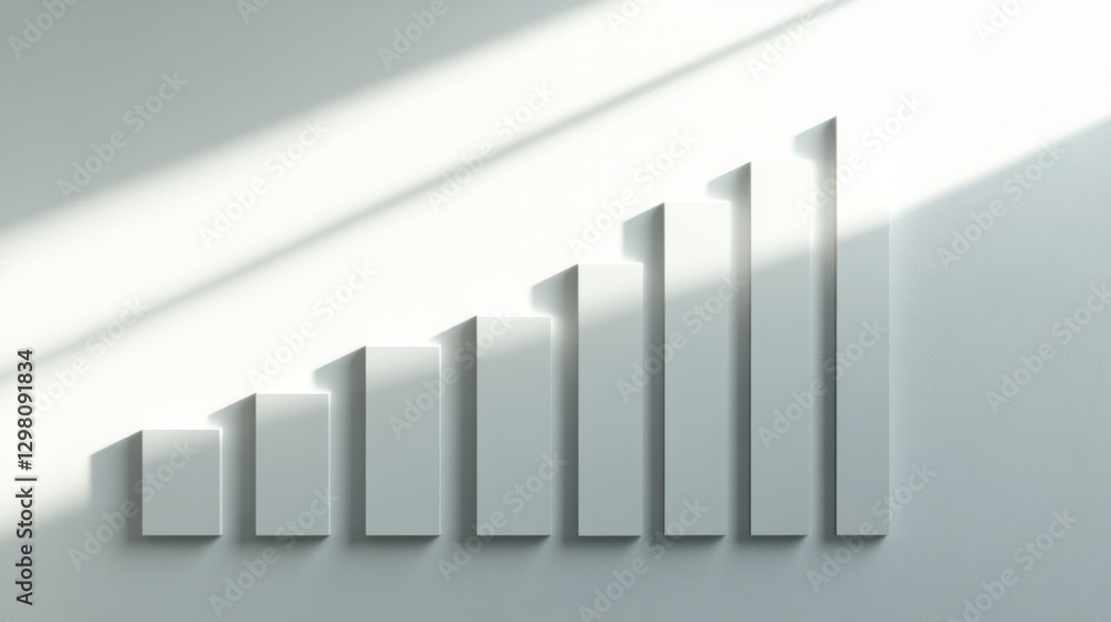 Poster a top-down view of a d business bar graph with dynamic heights, showcasing various revenue streams, 