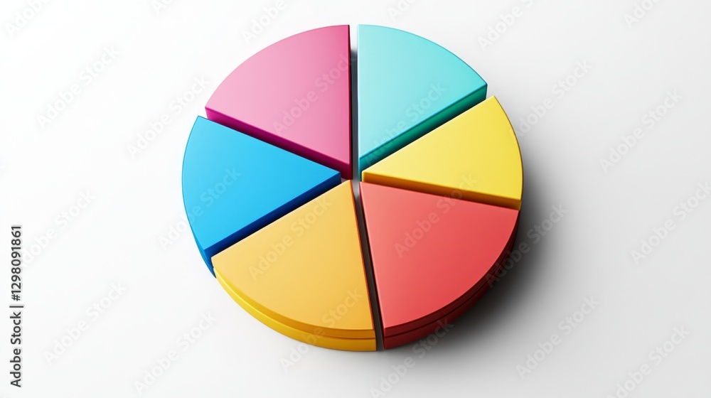 Aufkleber a top-down view of a d pie chart, emphasizing the varying sizes of segments representing sales data,