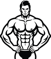 Fototapeta premium Flexing Bodybuilder Mascot Silhouette.