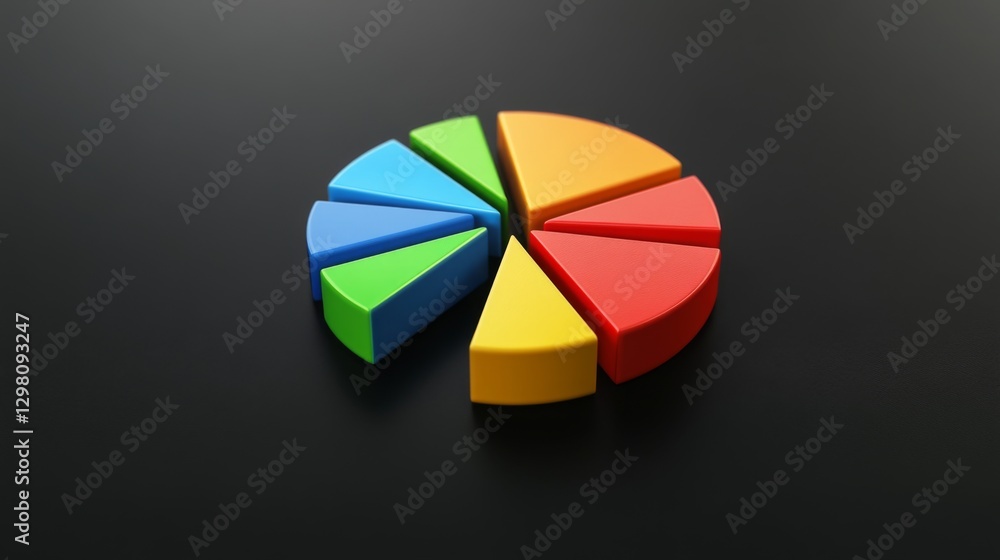 Aufkleber a visually striking d pie chart with segments that appear to float above a sleek surface, representi