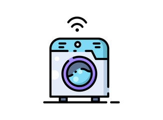 Icon of an Internet of Things Washing Machine with filled style