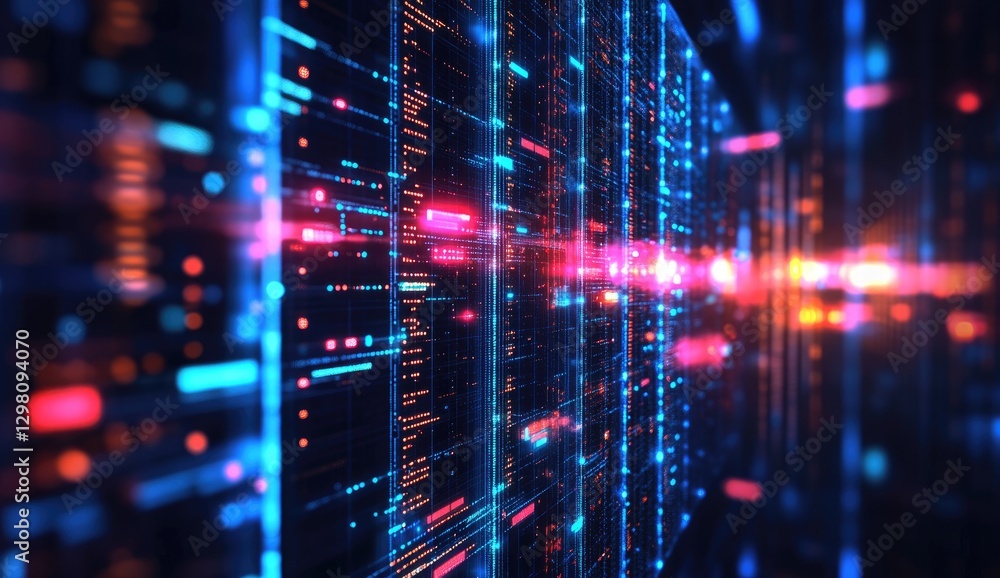 Aufkleber data stream wall, digital code, server room