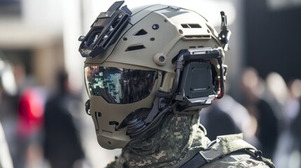 Futuristic Military Helmet with Advanced Display