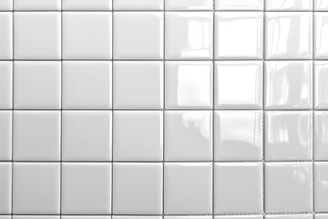 White square ceramic tiles with light reflection.