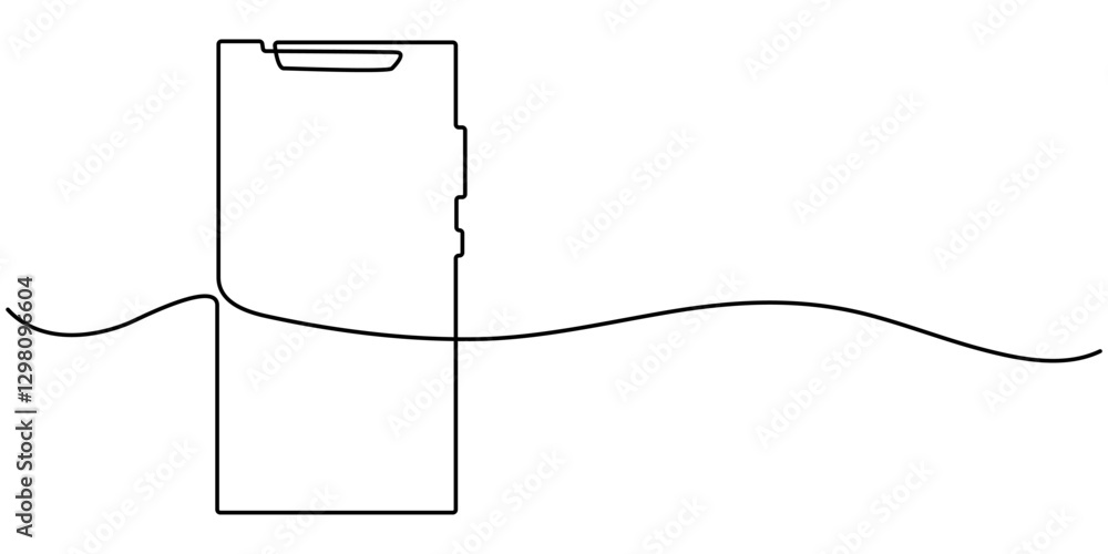 Poster smartphone symbol in continuous line drawing style. line art of phone icon. vector illustration. abs