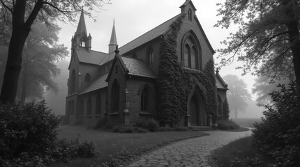 Gothic Church Covered in Ivy