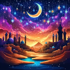 Obraz premium Magical Desert City Nightscape