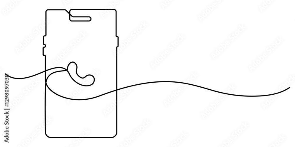 Poster smartphone symbol in continuous line drawing style. line art of phone icon. vector illustration. abs