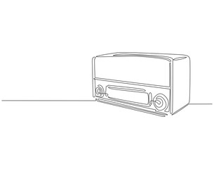 Continuous line drawing of vintage radio tape. Single line illustration of classic vintage auido. Old music player concept. Editable outline