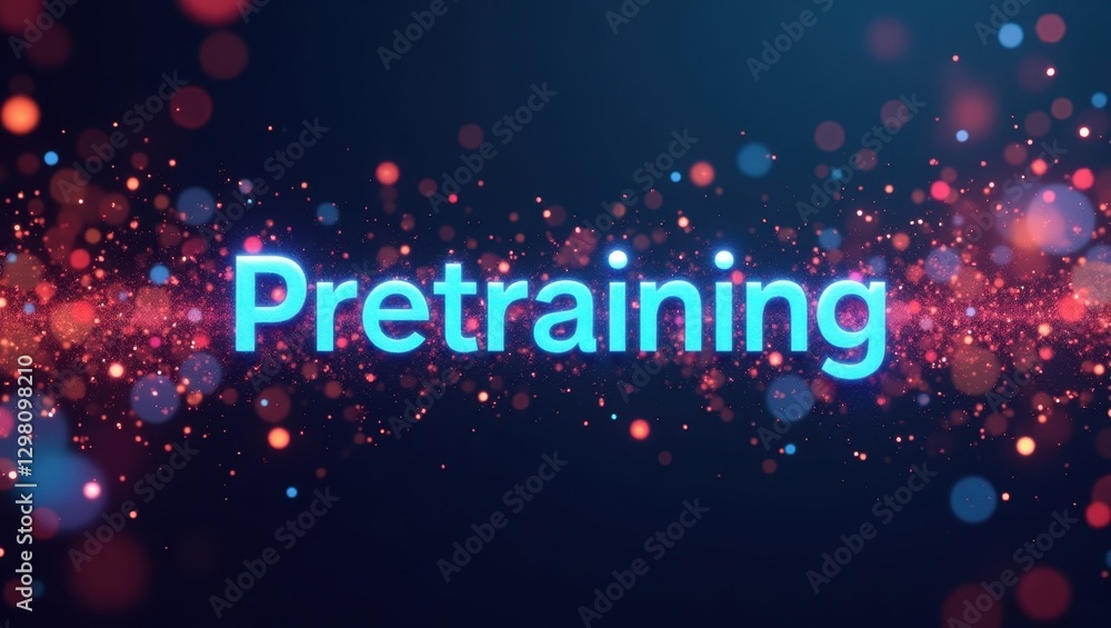 Aufkleber pretraining. word pretraining is illuminated in blue and red lights