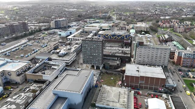 Basildon Town centre Essex UK Panning drone aerial