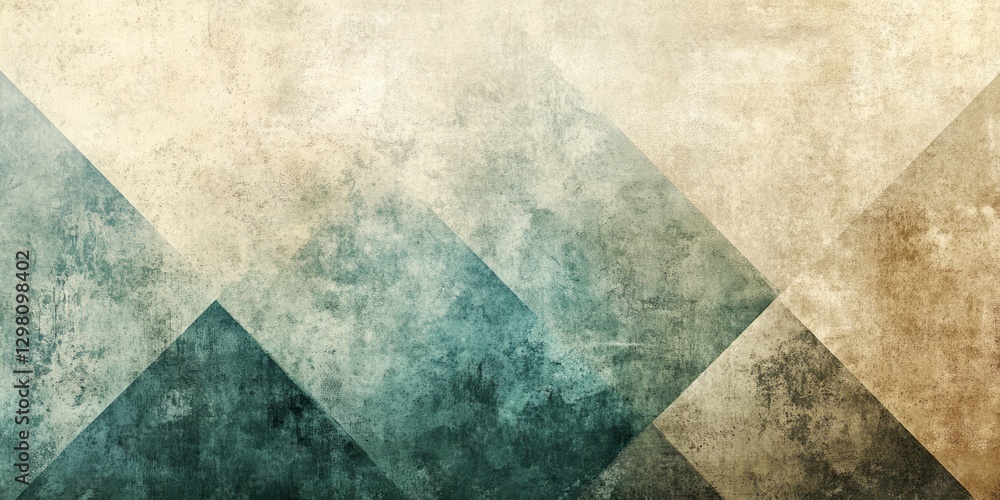 Poster abstract geometric background with overlapping triangles in blue and beige